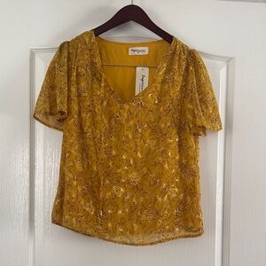 Impressions Mustard Floral Blouse